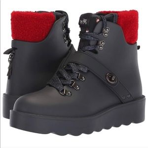 Coach Faux Shearling Hiker Waterproof Rain Boots